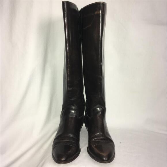 Vintage NINE WEST Brown Leather R-LOUISA Knee-High Flat Riding Style Boots 7M - Picture 3 of 11